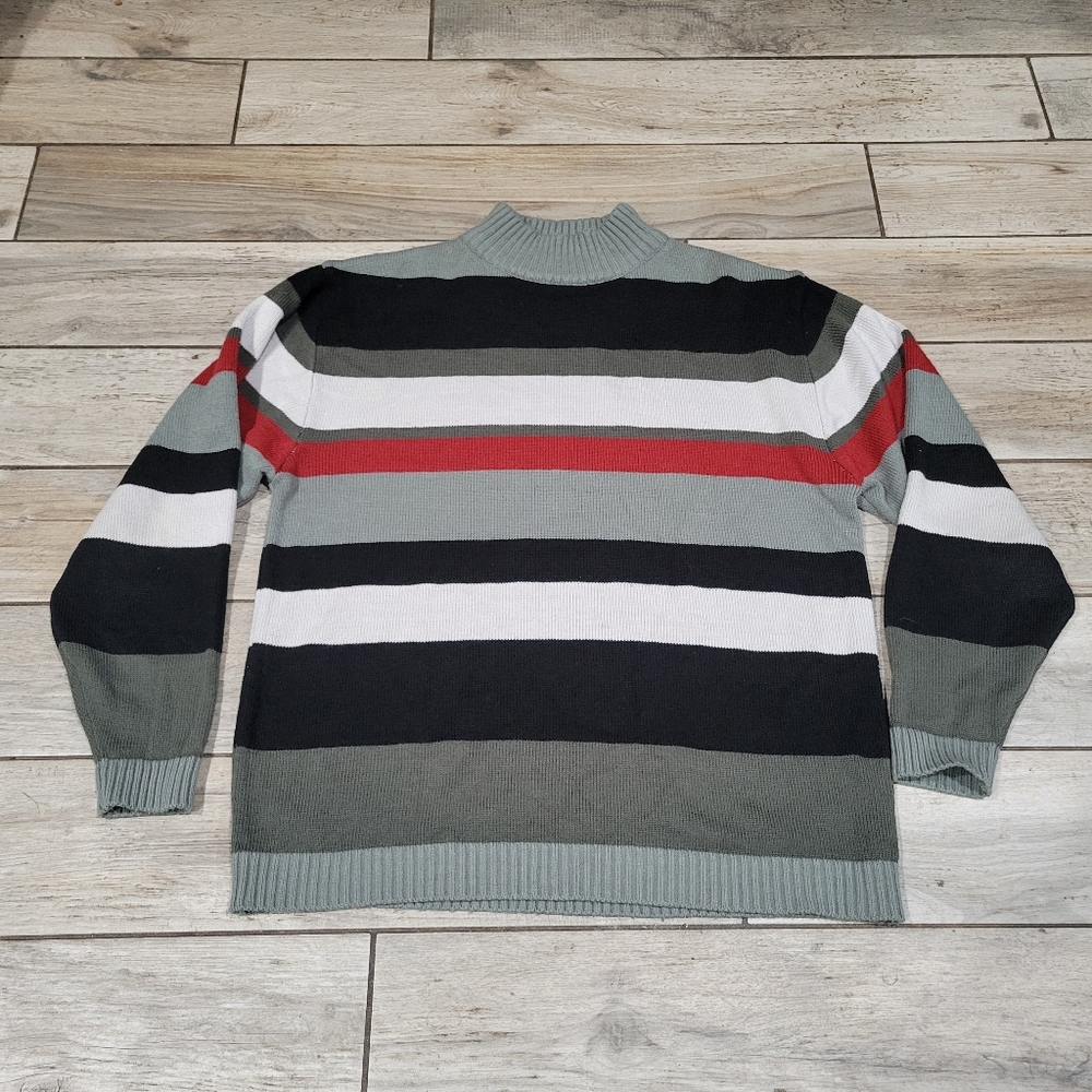Dream USA XL Mock Neck Vintage Pullover Knit Sweater Stripped Bands
